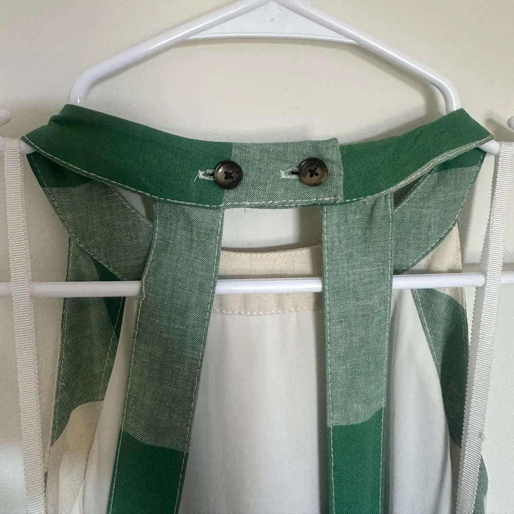 Maeve by ANTHROPOLOGIE Midi Gingham green and white dress - Picture 4 of 6